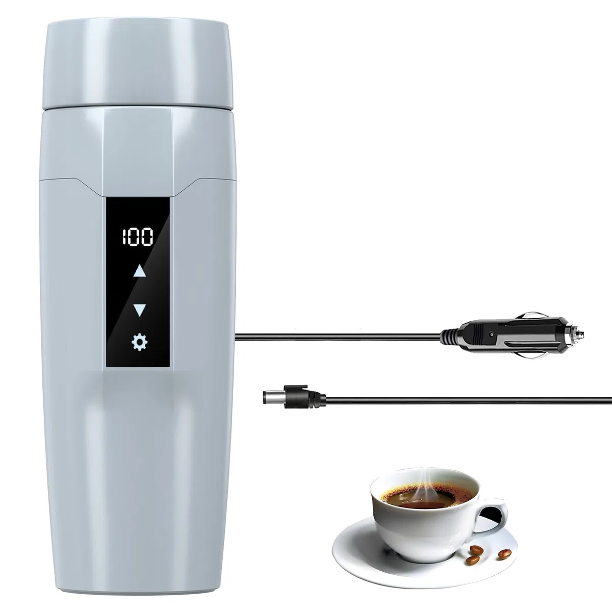 12V bollitore acqua elettrico per auto con controllo temperatura, 40~100℃ regolabile, mini tazza acqua elettrica portatile, anti-perdita, 80W tazza isolante riscaldamento rapido, spegnimento