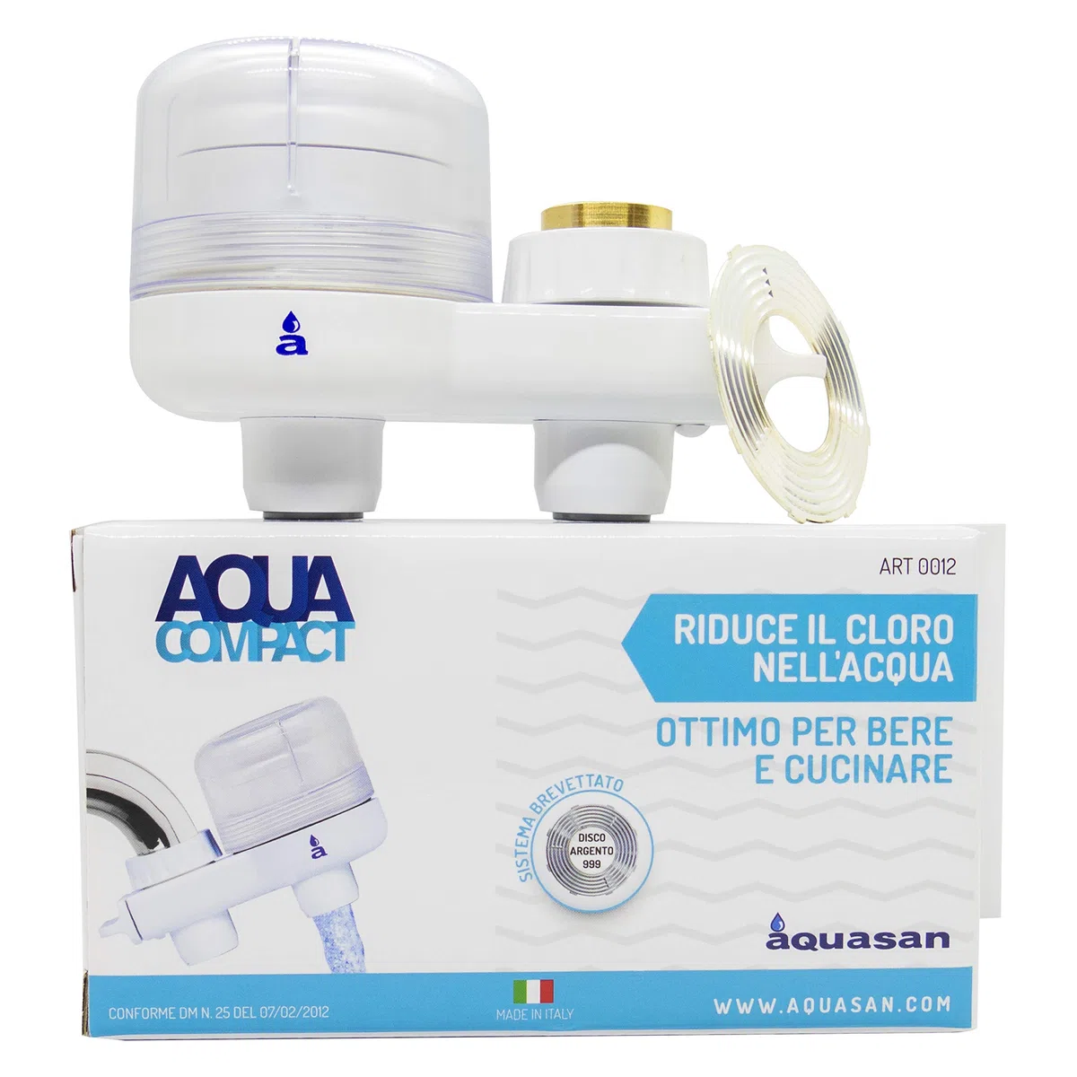 Aquasan Aquacompact Filtro Rubinetto Depuratore Microfiltrazione Filtraggio Acqua Potabile Sistema Filtrante Multi Stadio per Rubinetto Riduce Batteri Microplastiche Rimuove Gusto Odore Indesiderati