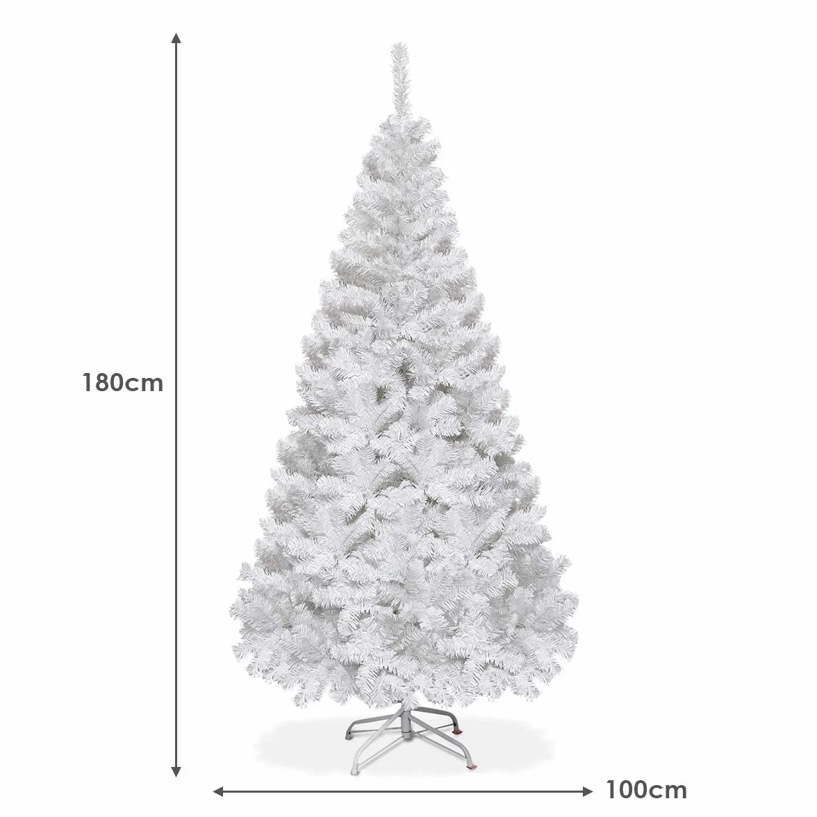 COSTWAY Albero di Natale 150/180/210/240 cm, Albero di Natale Bianco con 350/650/950/1138 Rami in PVC e Supporto in Metallo, Albero di Natale Artificiale per Casa, Ufficio e Negozio (180 cm)