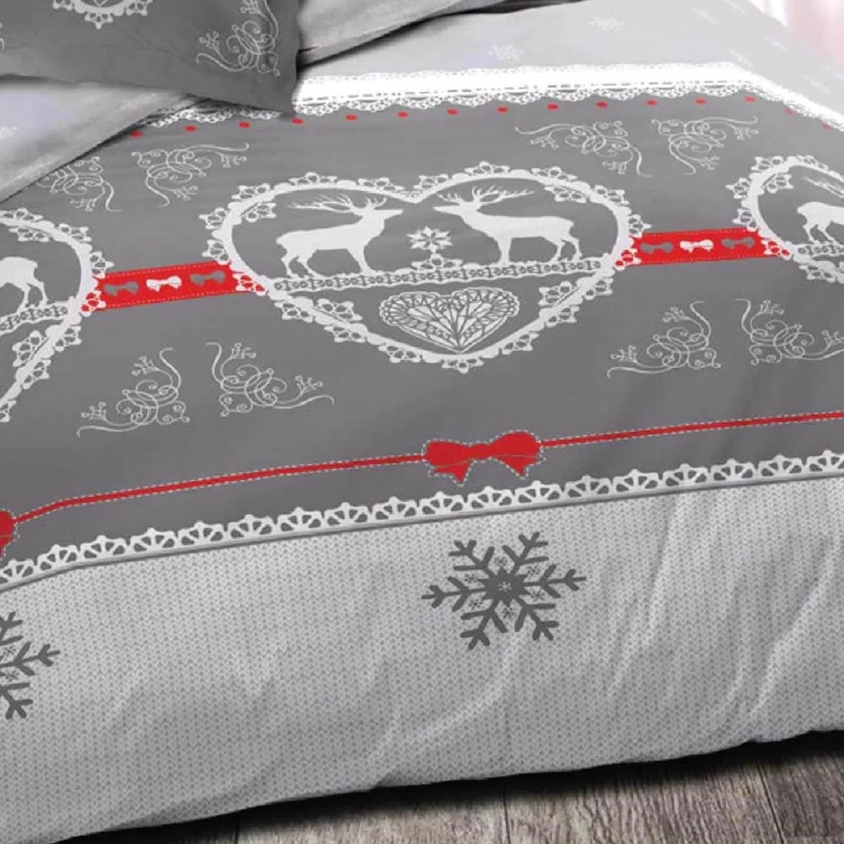 Alpes Blanc Copripiumino Chalet Winter Grigio/Biancheria da letto/Esprit Mountain (220_x_240_cm)