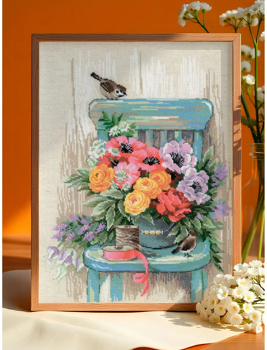 RIOLIS - Fiori da giardino 2299, Punto croce 30x40cm, Punto croce kit da ricamare, Disegni da ricamare, Embroidery kit, Kit ricamo punto croce