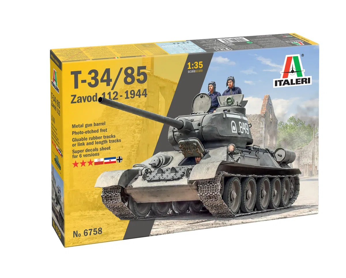 Italeri 6758 T34/85 Zavod 112, scala 1:35, Plastic Model Kit/Modello in plastica da montare