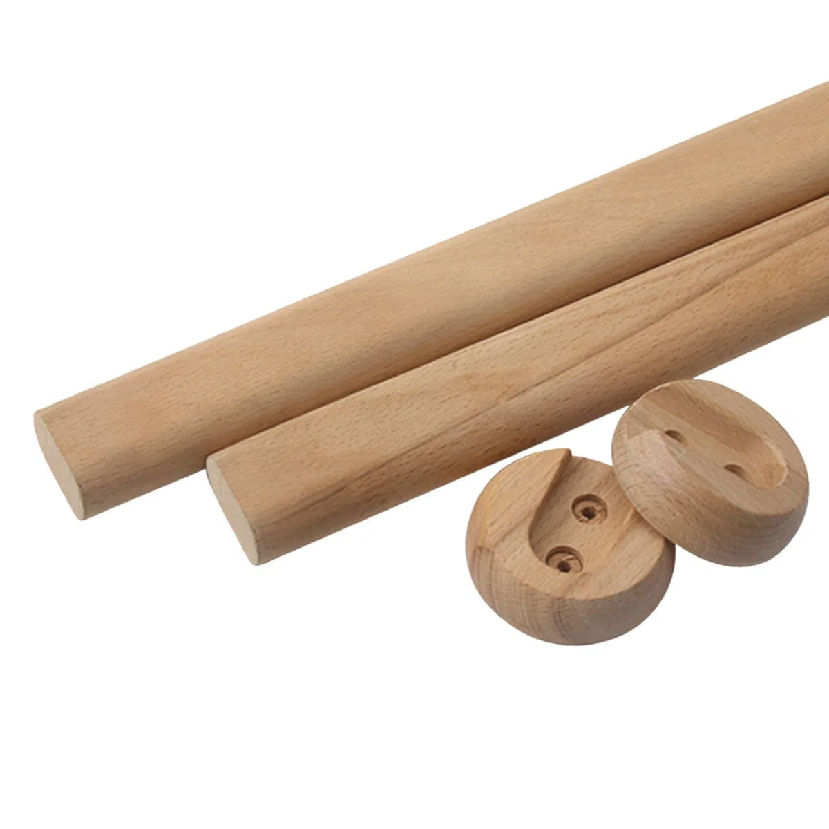 Asta Appendiabiti in Legno,Asta Appendiabiti da Armadio di Legno,Kit Asta Ovale in Legno per Armadio,Facile da Installare,Salvaspazio per Camera,con raccordi,per Vestiti