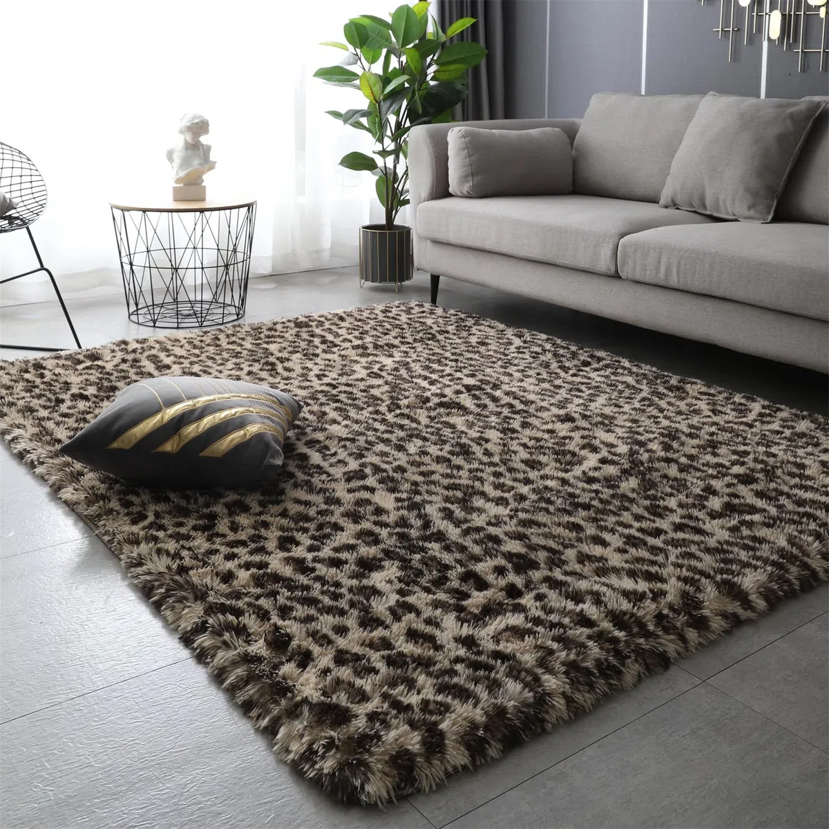 Tappeto per soggiorno, stampa leopardata beige, 80 x 200 cm, spesso e morbido, a pelo lungo, per interni, soggiorno, camera da letto e corridoio, lavabile a mano, resistente allo sbiadimento