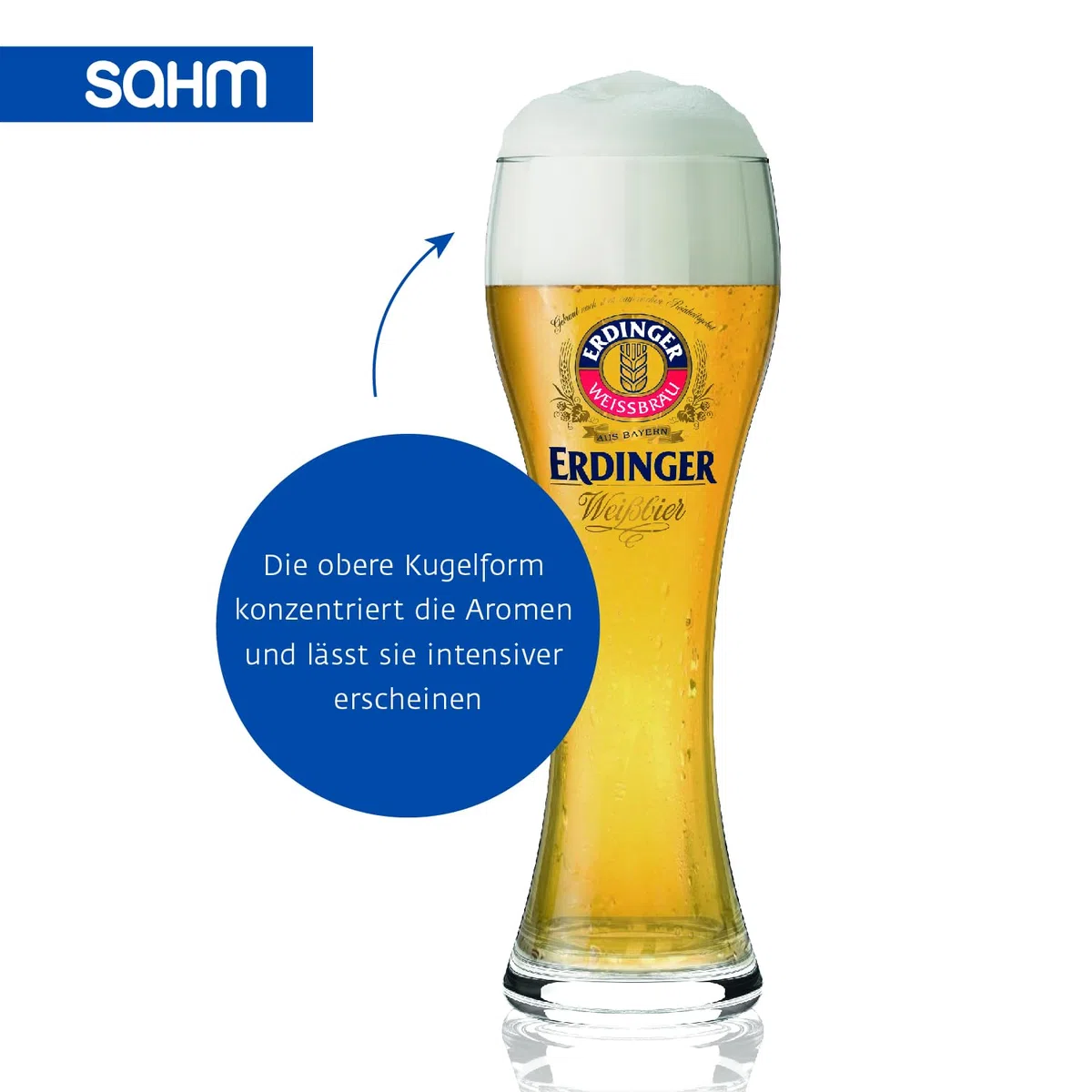 ERDINGER - Set di 6 bicchieri da birra a grano, 0,5 l, ideali come regalo per birra