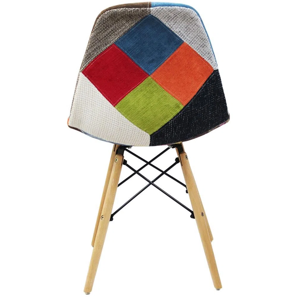 buybuy Sedia Serie Picasso Stile Patchwork Nordico con Seduta in stoffa Imbottita in Spugna Cucita a Mano, Piedi in Legno di Faggio e Metallo, Portata fino a 130kg