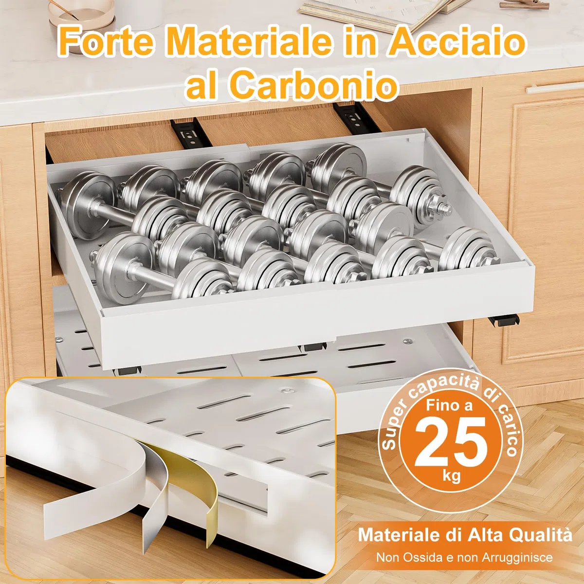 Cassetto Telescopico, 2 Pezzi Espandibile Ripiani per Cassetti Estraibili per Armadio da Cucina Cassetto Scorrevole Estensibile Estraibile Larghezza Regolabile 32-52cm Per Cucina Bagno Soggiorno