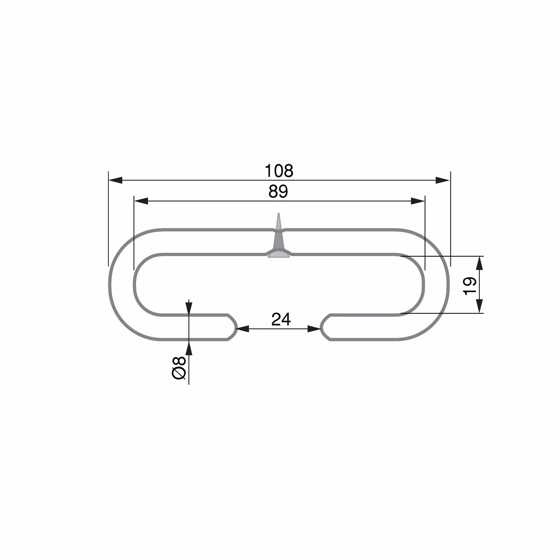 Emuca – Portabicchieri in 4 linee per mobili, Porta bicchieri per mensole o barre, 280 mm, acciaio, finitura cromata