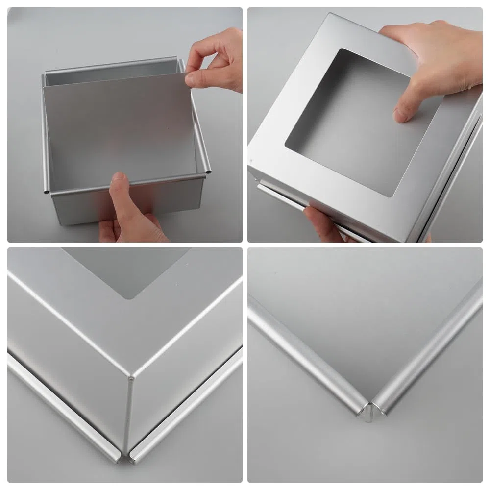 2 Pezzi Stampo Quadrato Alluminio Anodizzato, 6+8 Pollici Stampo Per Torta Quadrata Rimovibile, Tortiere Quadrate in Antiaderente per Tiramisu e Cheesecake, Torte Mousse Mousse