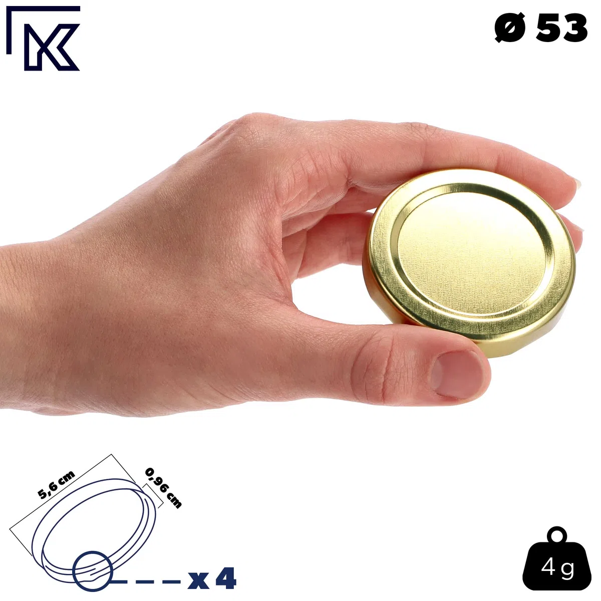 KADAX Set di 200 coperchi a Vite Twist-off Ø53 mm Oro – coperchi di Ricambio in Metallo per barattoli da 115ml e Bottiglie per succhi, Chiusura ermetica