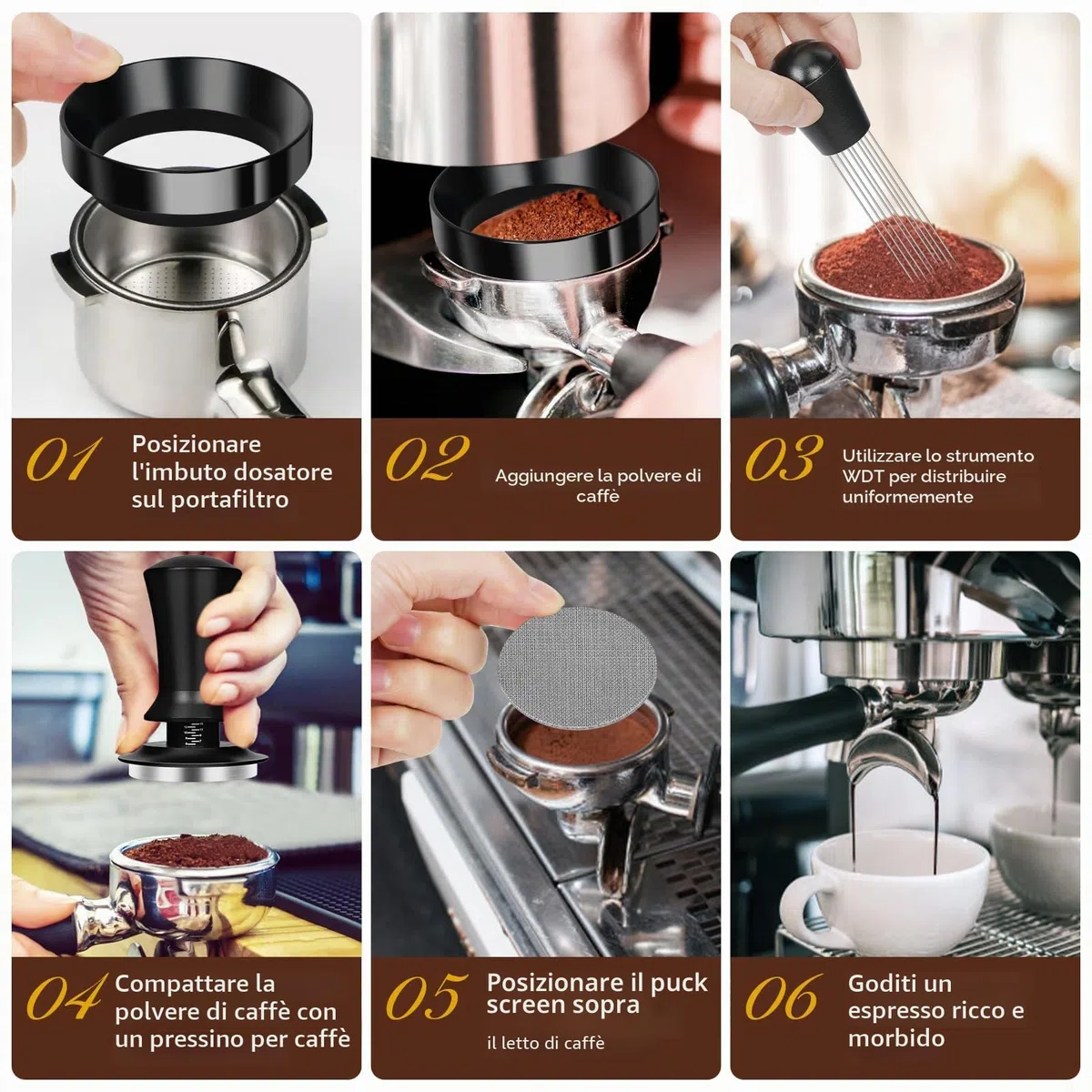 Y-Step Set di Tamper per Caffè 51mm, Set di 25 Accessori da Barista con Dosierring 51mm, Puck Screen 51mm, Panno da Barista, Strumento WDT, Mestolo da Caffè, Tappetino per Tamper, Set per Latte Art