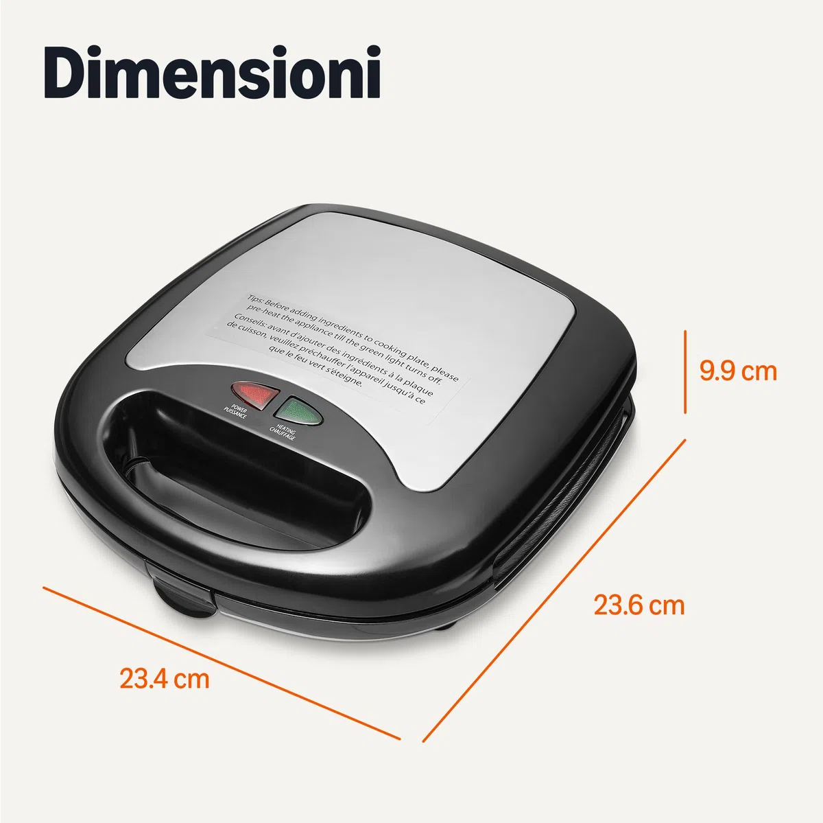 Amazon Basics Macchina per panini e waffle 3 in 1, con piastre rimovibili, da 700 W, Nero
