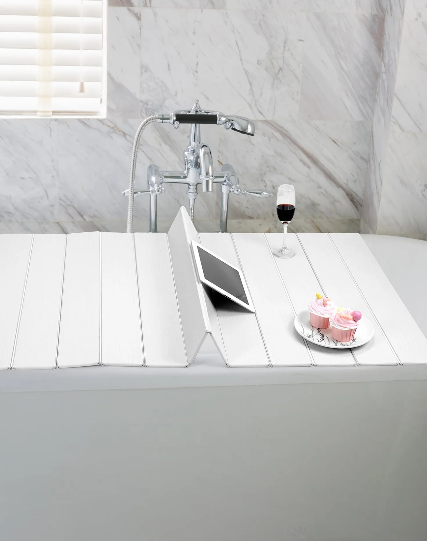 QWORK® Mensola da bagno pieghevole, Bordo da bagno in PVC per bagno e SPA - 170 x 75 cm x 0,7 cm