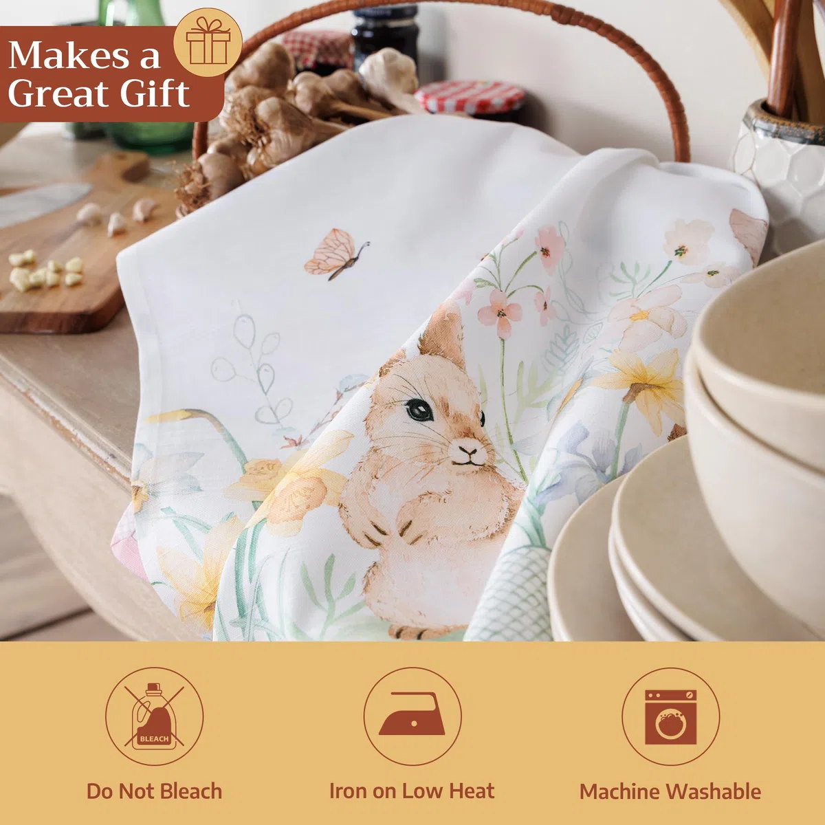 Maison d' Hermine Set di 3 strofinacci da cucina, 100% cotone, 70 cm x 50 cm, riutilizzabili, assorbenti, con anello per appendere, per cucina, sala da pranzo Primavera Estate (Easter Dew)