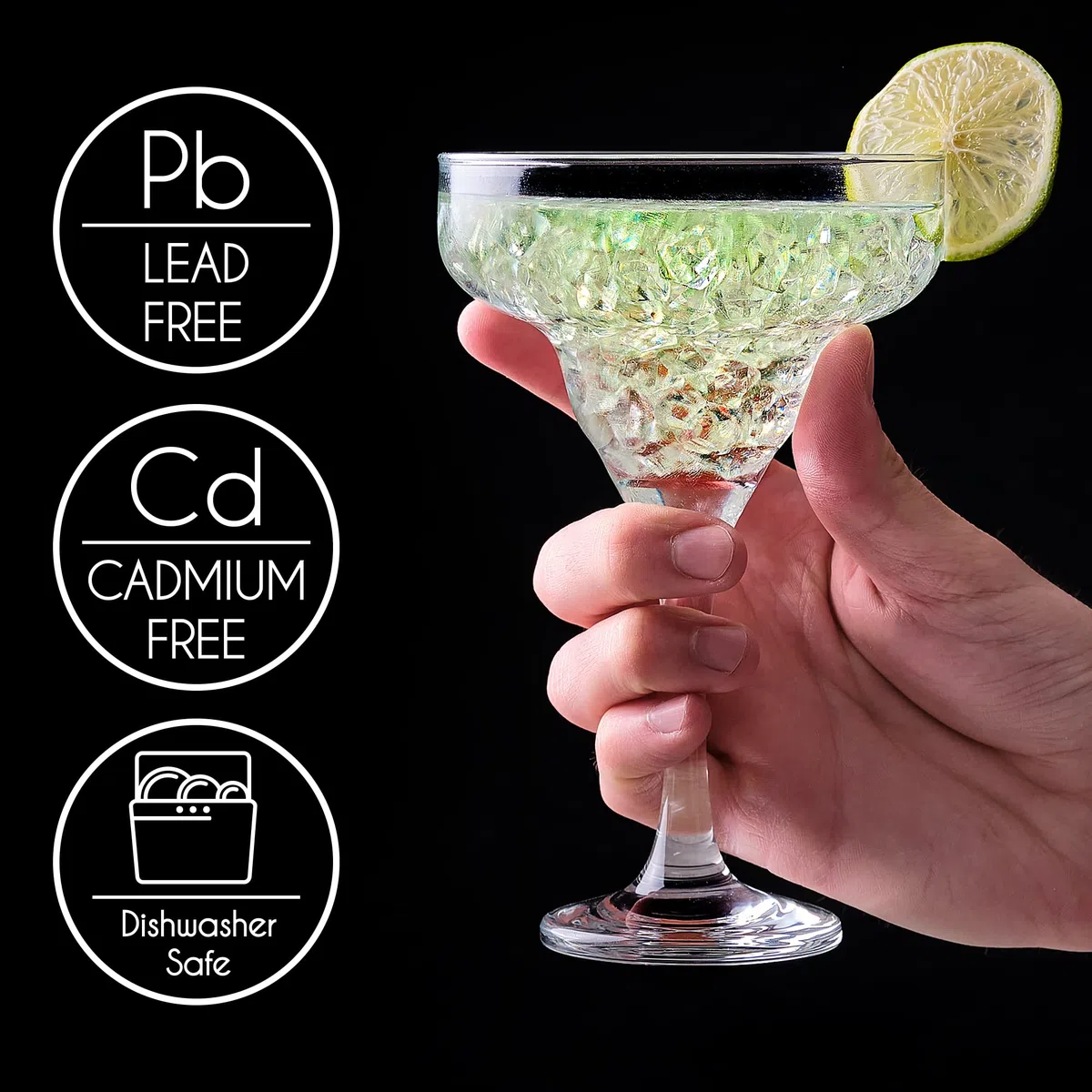 Crystalia Set di 4 bicchieri da margarita di alta qualità, 300 ml, 100% senza piombo, bicchieri da cocktail per margarita, bicchieri da cocktail per bevande surgelate