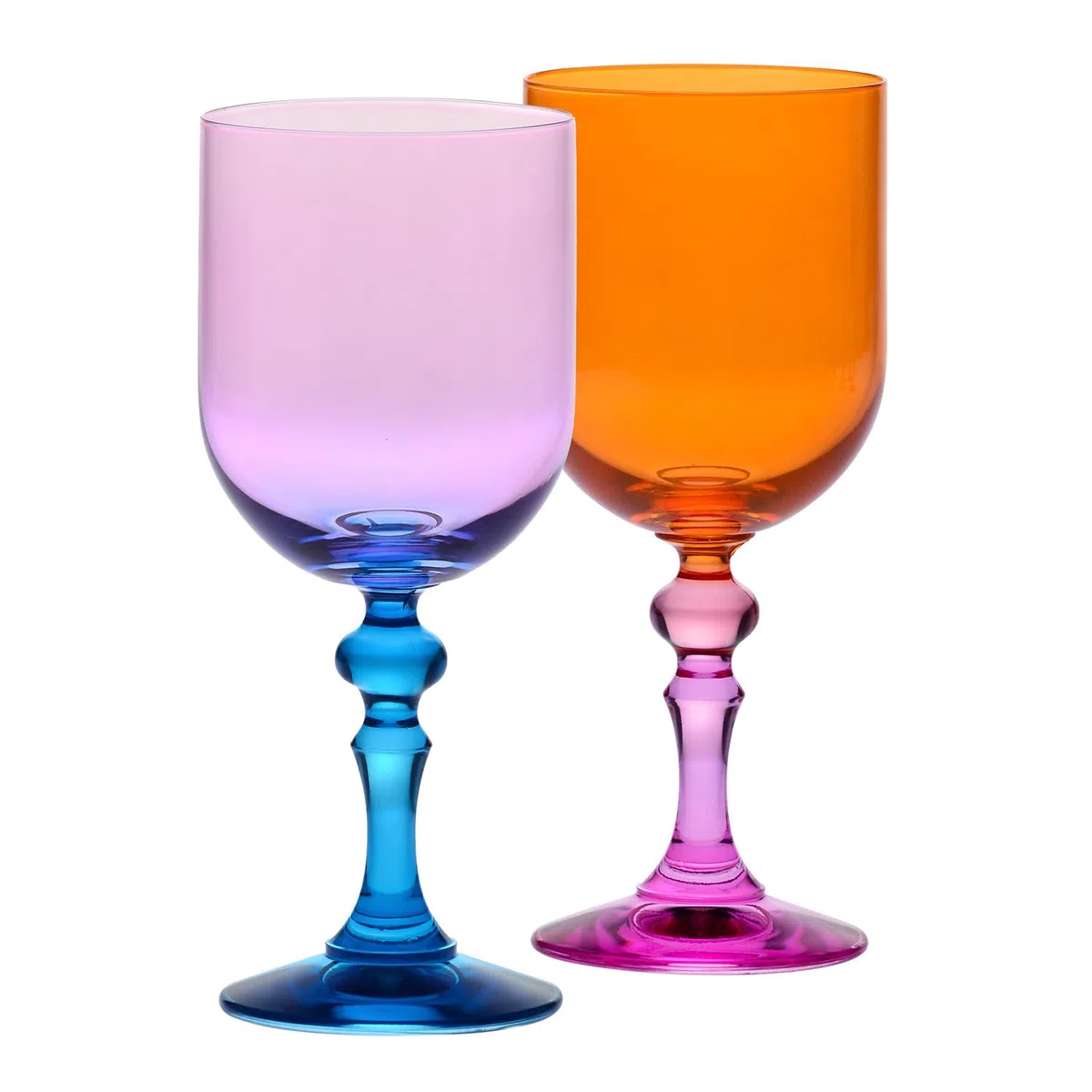 KROSNO – Bicchieri colorati per vino rosso e bianco, mocktail e acqua – 2 x 300 ml – Collezione Bubble – Rosa-Arancione – Cristallo senza piombo – Dipinti a mano