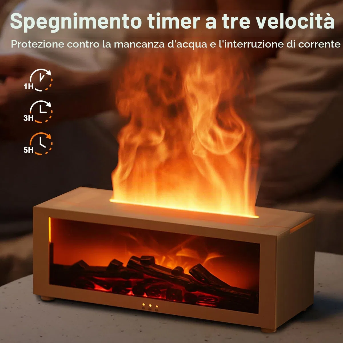 Diffusore di Oli Essenziali a Fiamma 3D, Umidificatore con Luce a Fiamma del Camino da 150ml con Timer, Protezione di Spegnimento Automatico, Luce Notturna LED a 7 Colori e Telecomando, Diffusore di