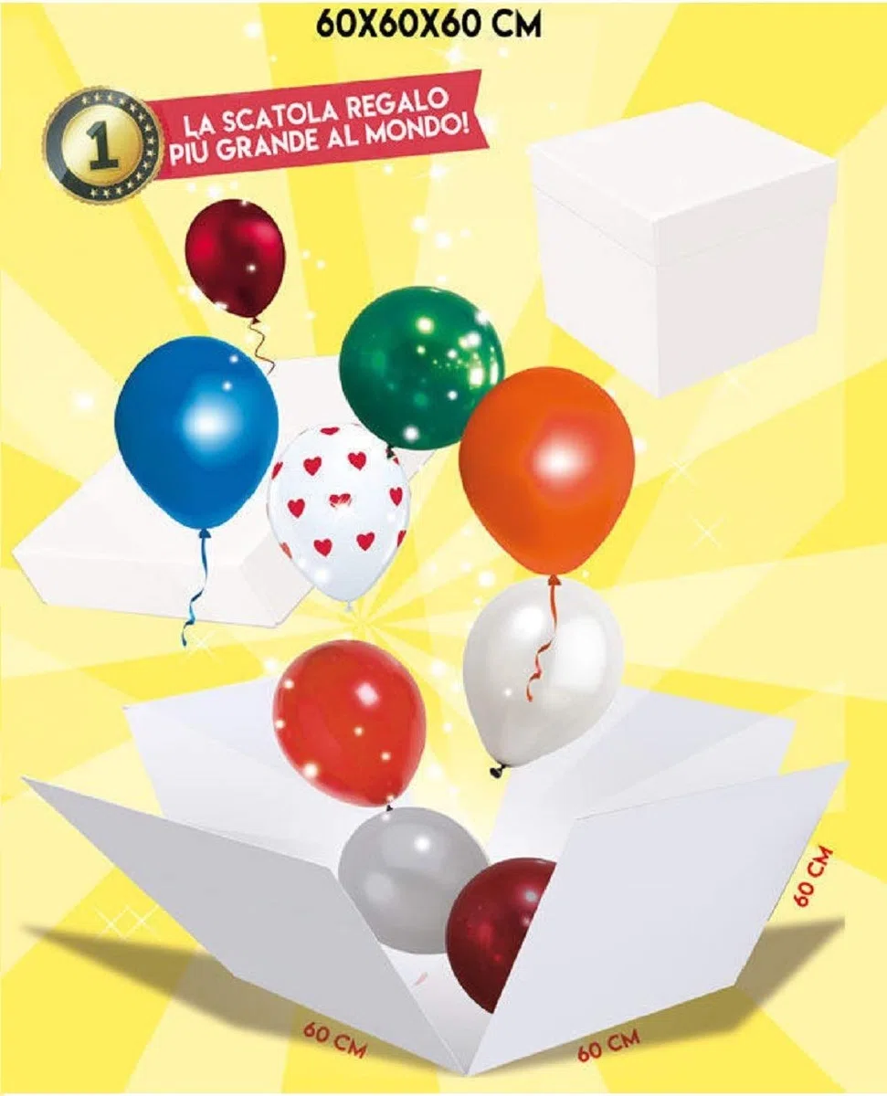 MiFiesta Big Skatush Scatola Regalo Porta Palloncini 60x60x60 cm