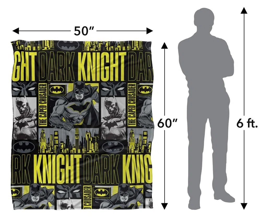 LOGOVISION Batman Dark Knight Panels Coperta super morbida al tatto setoso – 152 x 127 cm