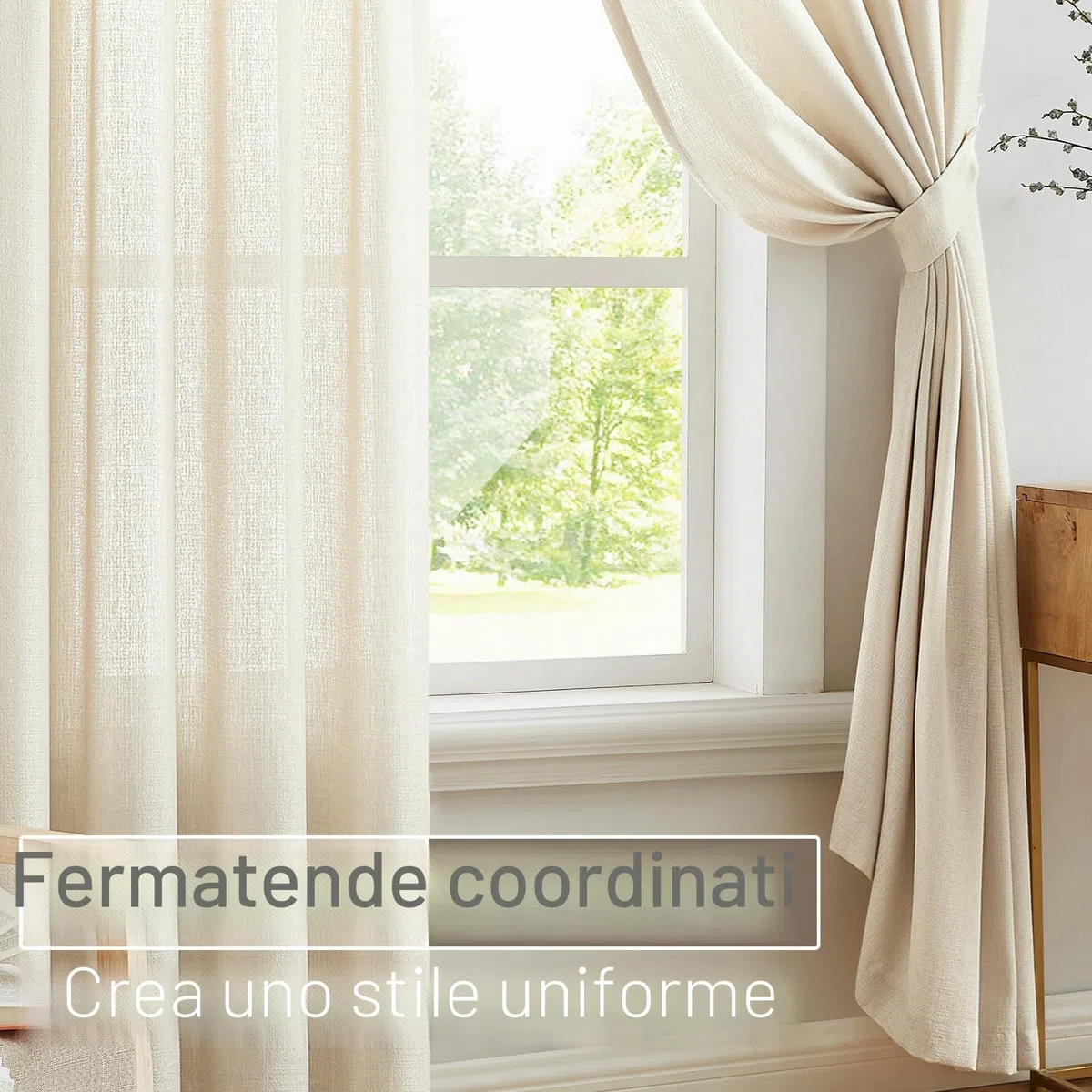 Melodieux Voile Tende per Interni per Camera da Letto Soggiorno sara Beige, 140 x 183 cm