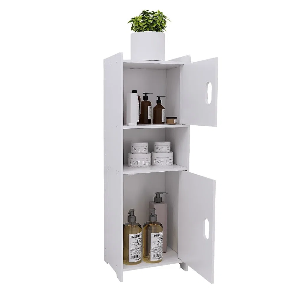 LANTUS Piccolo Mobile da Guardaroba per Toilette, Supporto per Carta Igienica, Colonna, Armadio da Bagno, Armadietto, Scaffale Regolabile, 24 x 20 x 72 cm - Bianco
