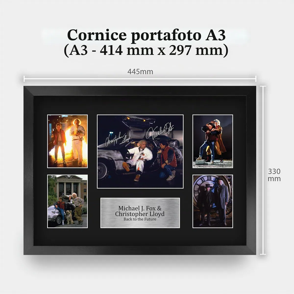 HWC Trading FR A3 Michael J Fox & Christopher Lloyd Back to the Future Regali Stampati Autografo Firmato Presentazione Display Per Gli Appassionati Di Memorabilia Di Film - A3 Incorniciato