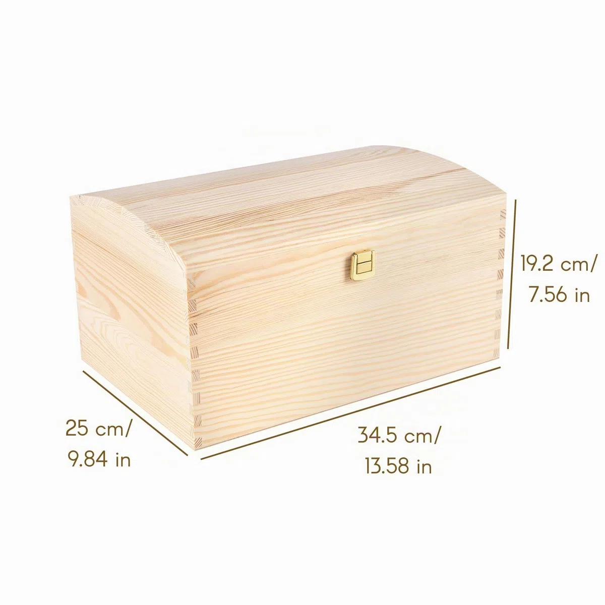 Creative Deco Scatola in Legno | 34.5 x 25 x 19.2 cm | con Coperchio Arrotondato e Serratura | Grande Cassetta Portaoggetti Portagiochi Cofanetto | Ideale per Decoupage Documenti Giocattoli Attrezzi