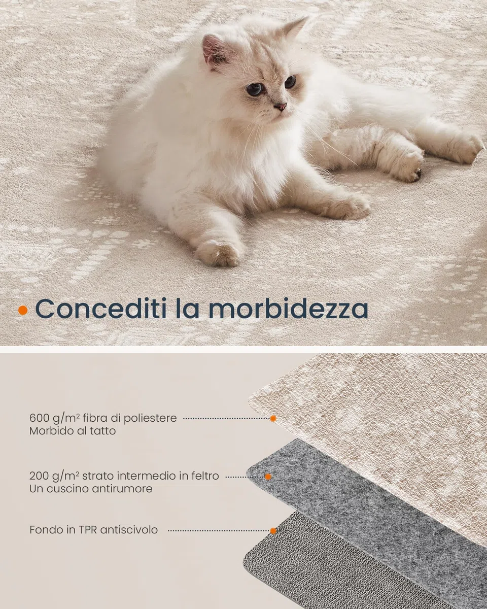 SONGMICS HOME Tappeto per Soggiorno, 120 x 170 cm Tappeto Salotto Antiscivolo, per Soggiorno Camera da Letto Cameretta, Lavabile in Lavatrice, Stile Boho, Beige Cappuccino TAR027K01V1