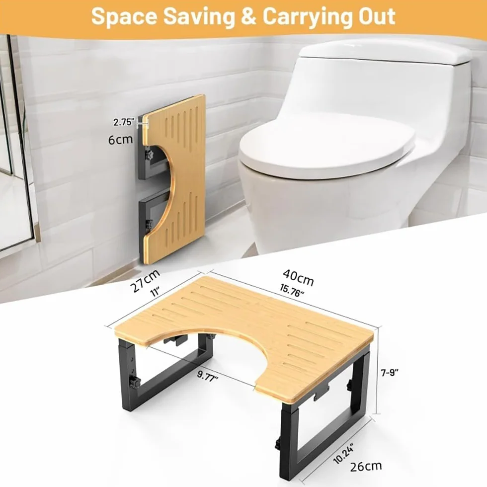 Sgabello per WC e Bagno - Sgabello da Toilette per Adulti in Legno