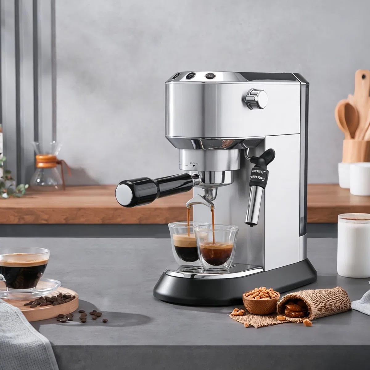 Portafiltro 51mm a 3 Orecchie con Doppio Beccuccio, Compatibile con Macchine da Caffè De'Longhi Dedica EC680 EC685 EC785 EC820 EC850 EC860, Manico in ABS Resistente