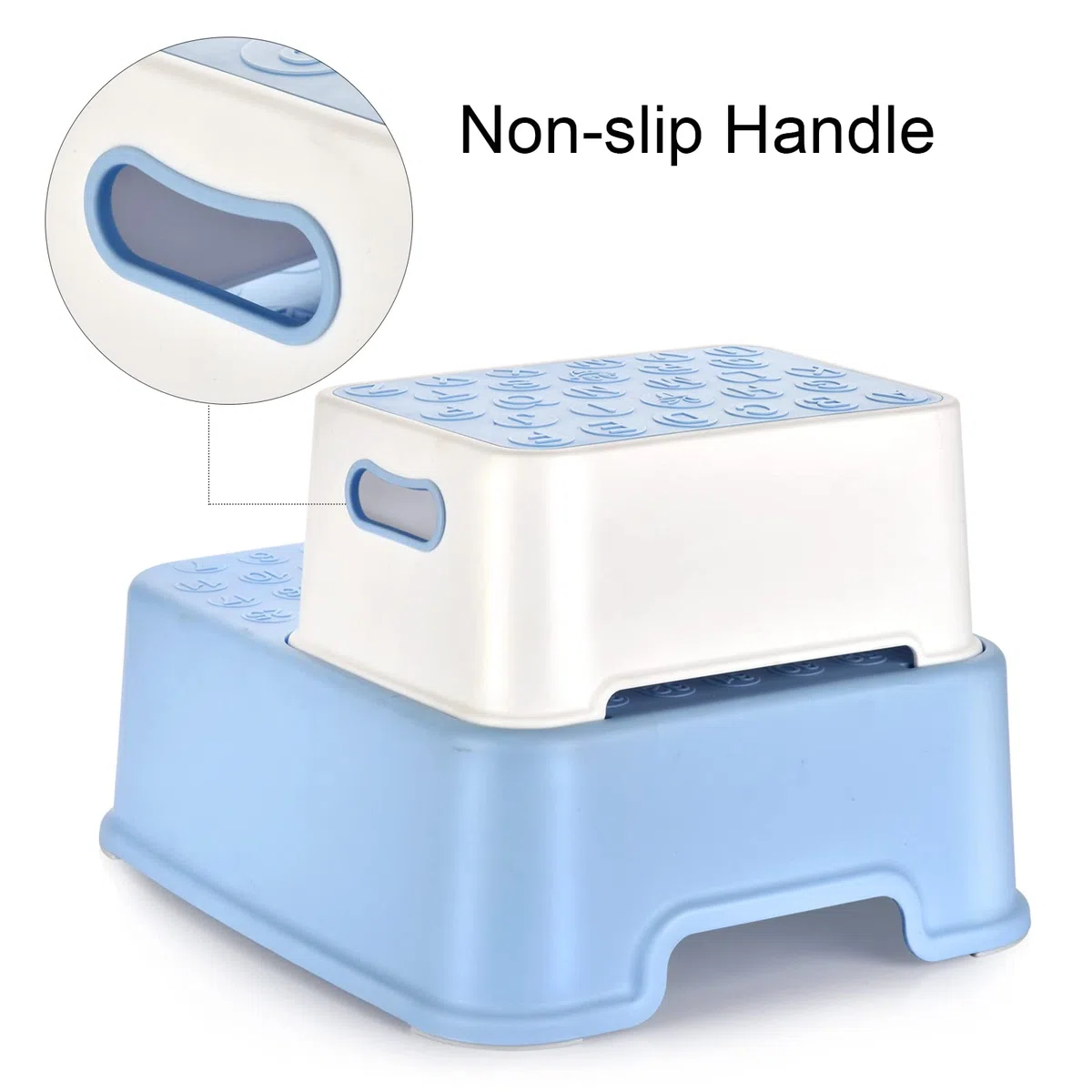 Sgabello a due gradini, antiscivolo sicurezza, staccabile Può essere utilizzato separatamente, Ausilio di presa rialzato per bambini e adulti, Carico massimo100 kg, blu