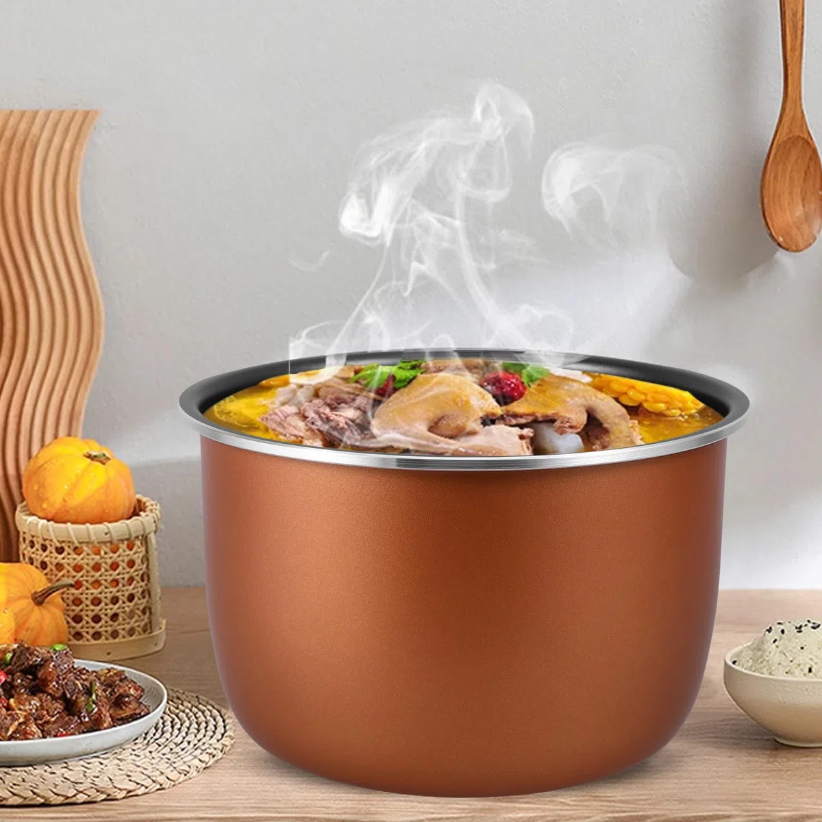 ERINGOGO Pentola Interna Design Spesso Grande capacità per Cuociriso Elettrico Antiaderente in Lega di Alluminio da 4l e 2l per Cucina Quotidiana