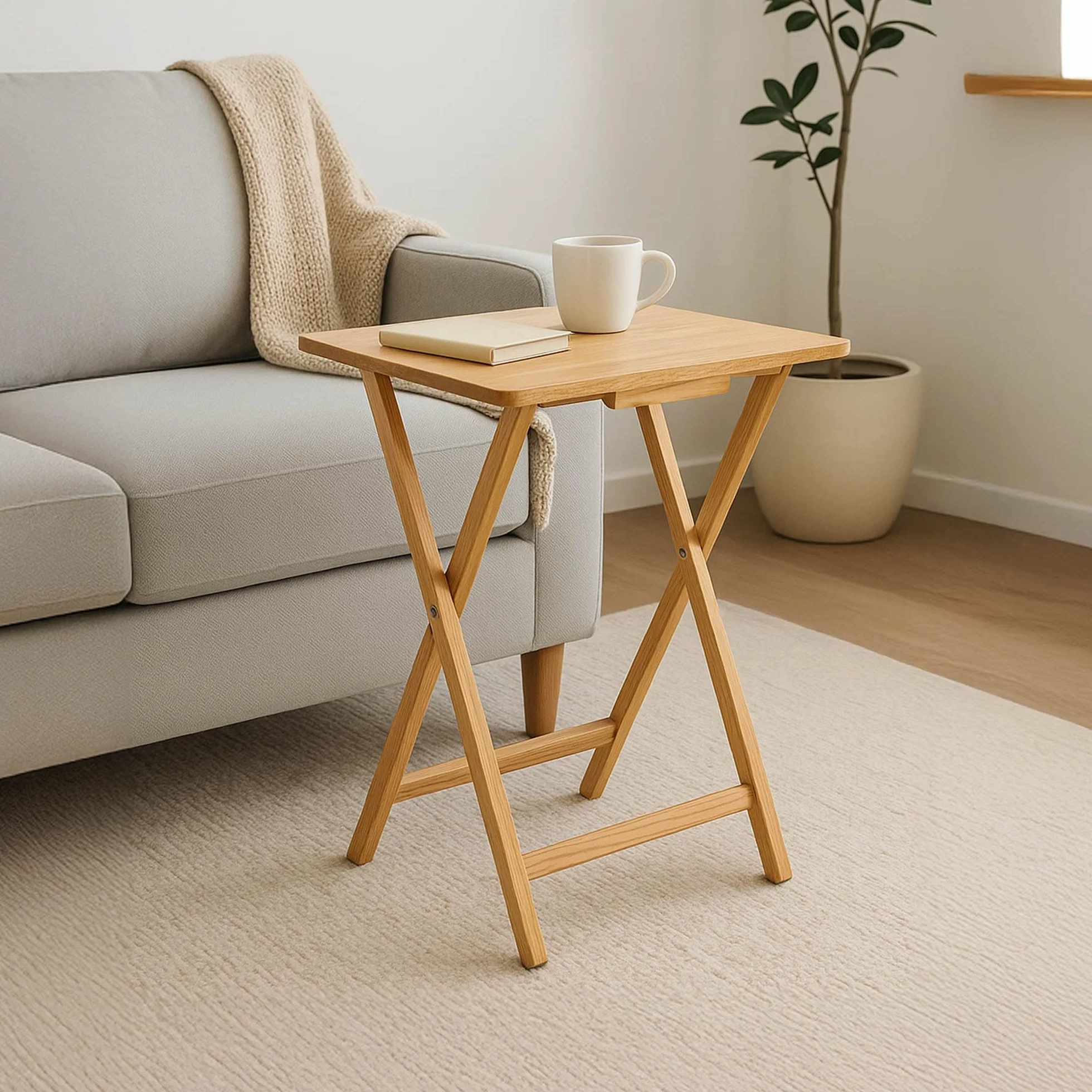 Home Vida Tavolino Pieghevole, in Legno, Colore: Naturale