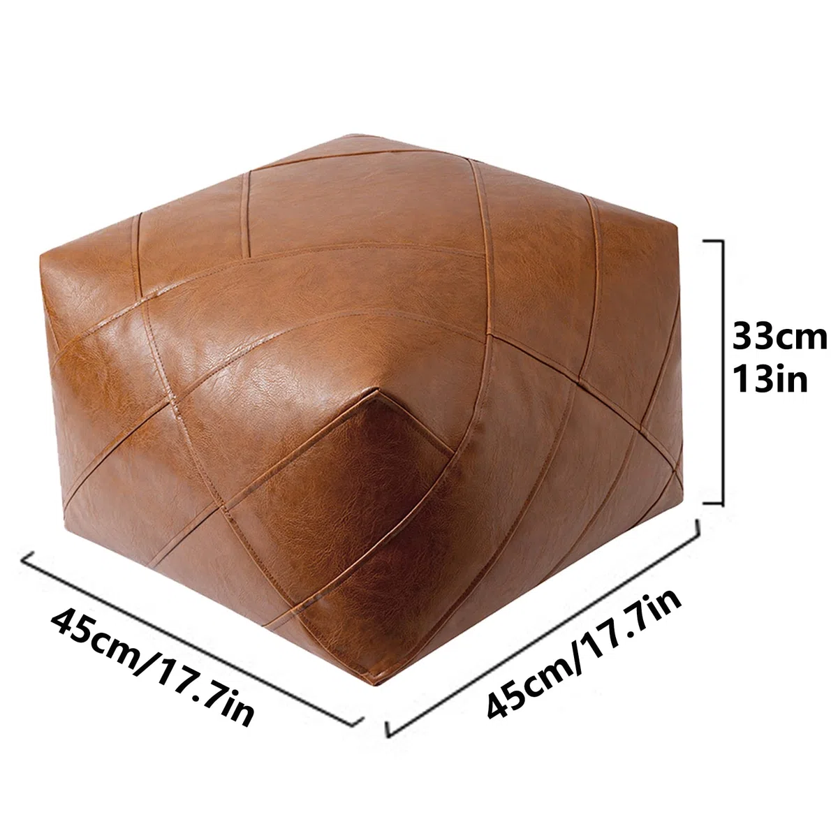 Pouf Marocchino in Pelle Poggiapiedi ottomano Poggiapiedi Quadrato Non Riempito Poggiapiedi Imbottito Coprisedile per Soggiorno Decorazioni per la casa Regalo (Arancione e caffè, M)