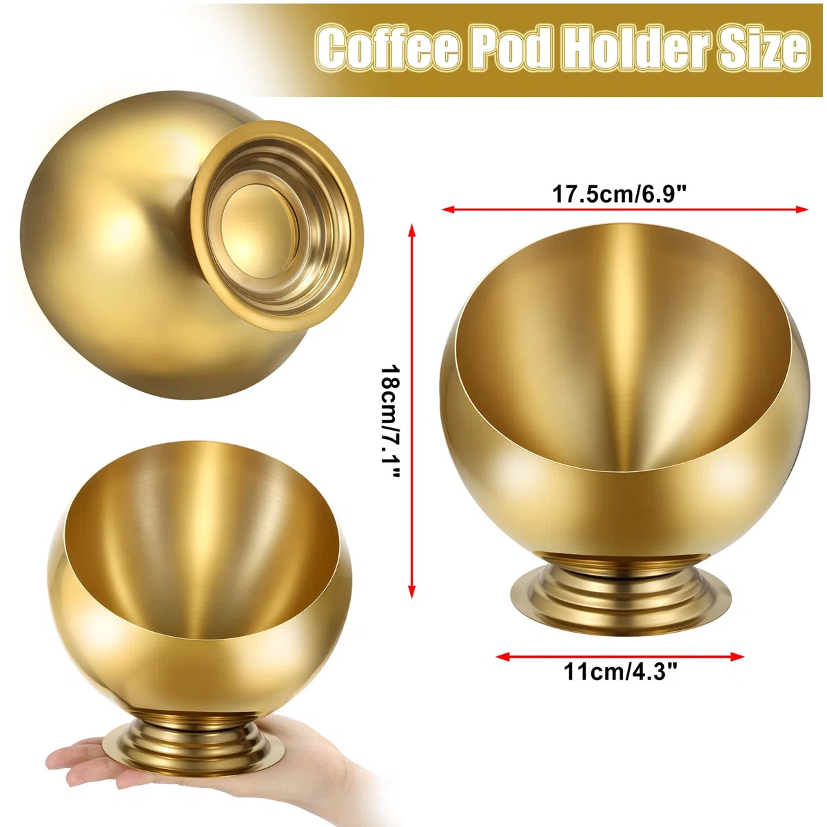 Contenitore per capsule di caffè, compatibile con tutte le cialde di caffè, in acciaio inox, per K-Cup, Vertuo, Original Line, dolcificante, 18 cm di altezza