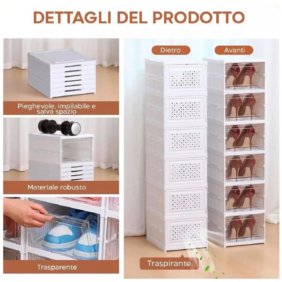 Scarpiera Salvaspazio Slim Pieghevole 6 Ripiani Organizer Portascarpe Compatto Facile da Montare, Armadio Portatile per Scarpe, Ciabatte, Sneaker e Accessori
