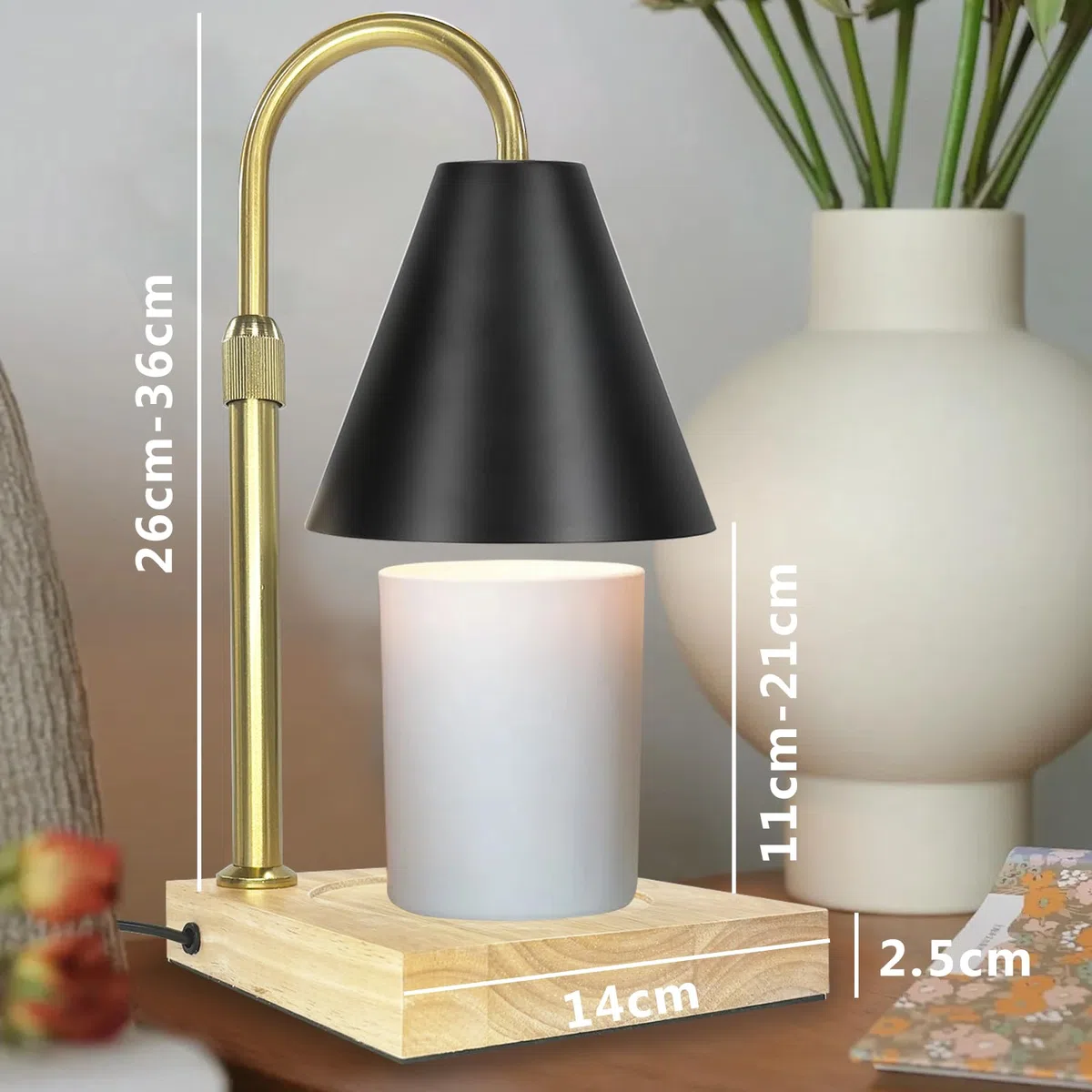 XSS Scaldacandele con timer, Scaldacandele Elettrico con 2 Lampadine, Altezza e Calore Regolabili, Candele in Barattolo per Varie Altezze, Compleanno Festival Decorare Regalo