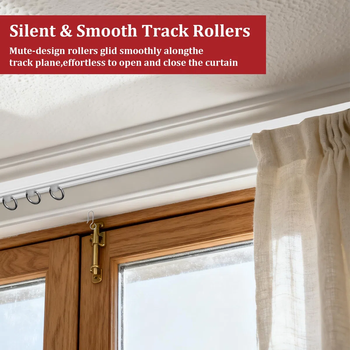 Binario Tenda Soffitto Autoadesivo, 14 * 41cm/570cm Soffitto Tenda Track Kit, Monte Soft Finestre Binario per Divisore per Stanze, Camper, Tende da Doccia, Camere da Letto e Finestre