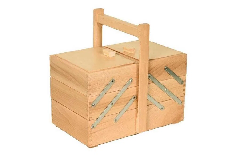 Cestino Porta Cucito 3 Piani a scaletta in Legno Naturale (cm. 29x18x28)