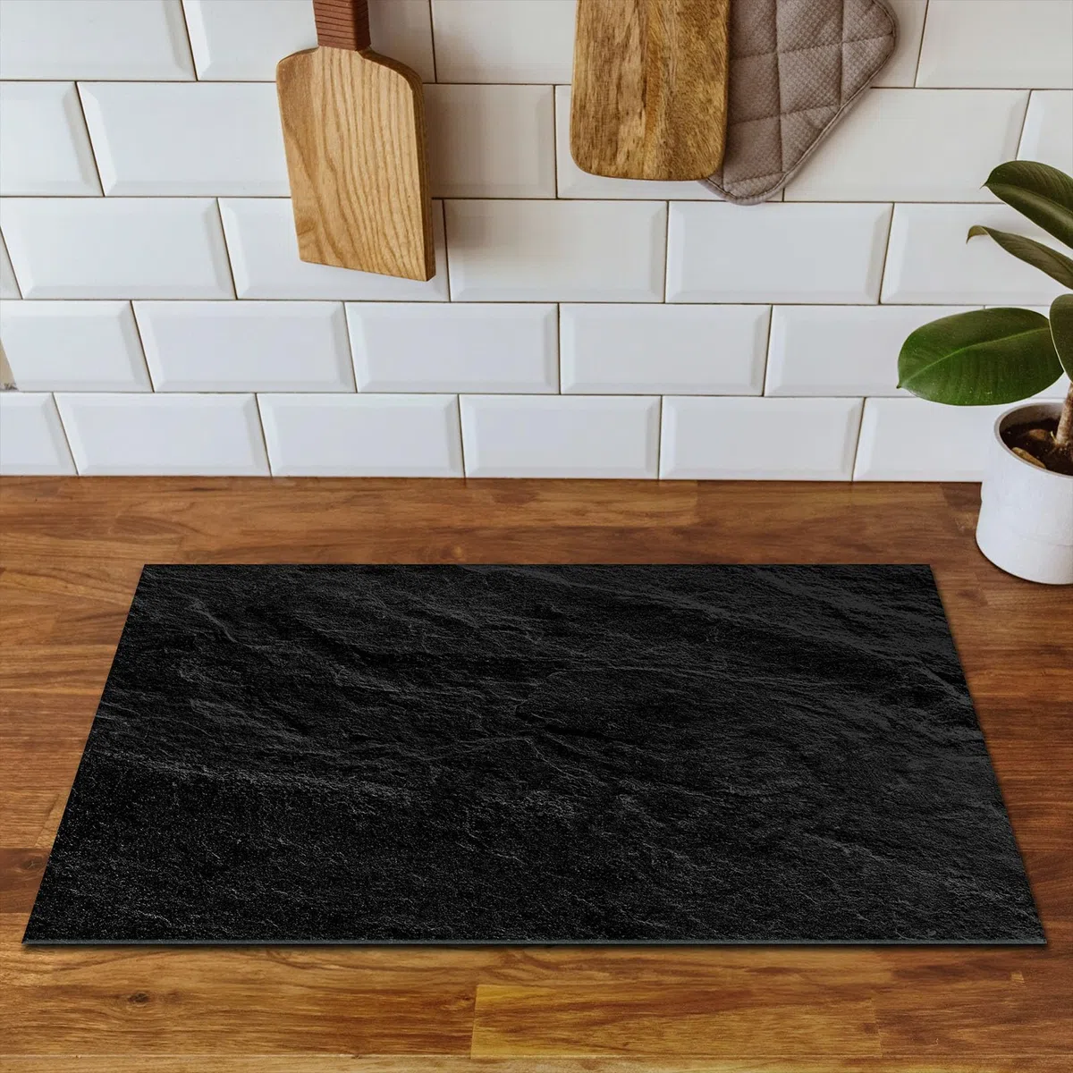 Copri piano cottura induzione 80x52 cm copertura per piano cottura vinile - nero - ardesia