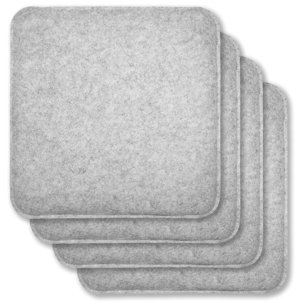 Rubberneck Set di 4 cuscini per seida in feltro antiscivolo, Quadrati, extra spessi, grigio chiaro