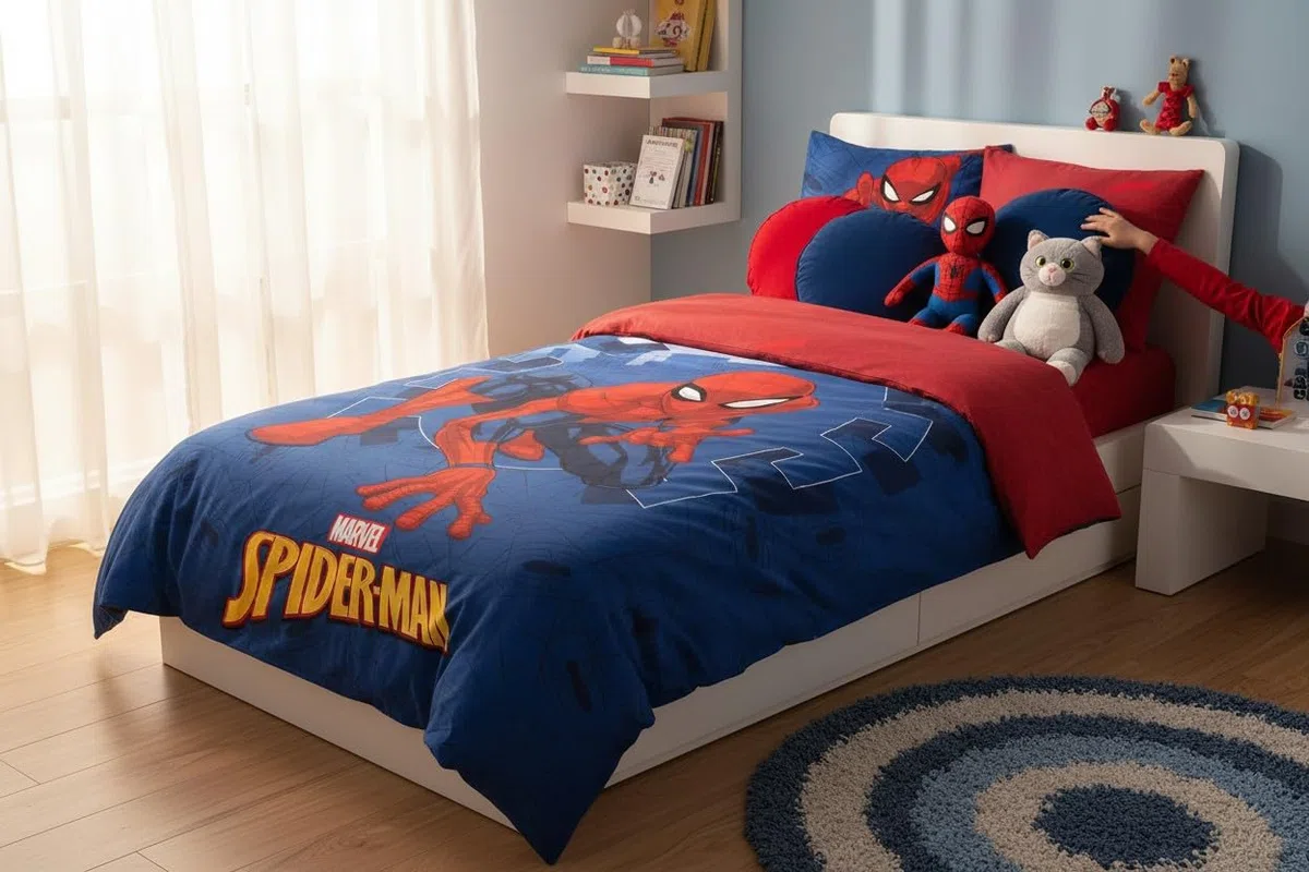 Parure da letto Spiderman 140 x 200 - Copripiumino Spiderman 100% cotone (A)