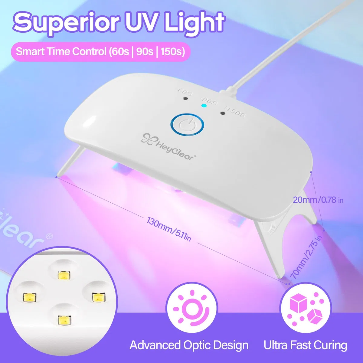 HeyClear Kit Resina UV con Lampada UV - 250g Resina UV Trasparente e Dura, per Principianti di Resina UV, UV Resin per Gioielli, Stampi e Fai-da-te