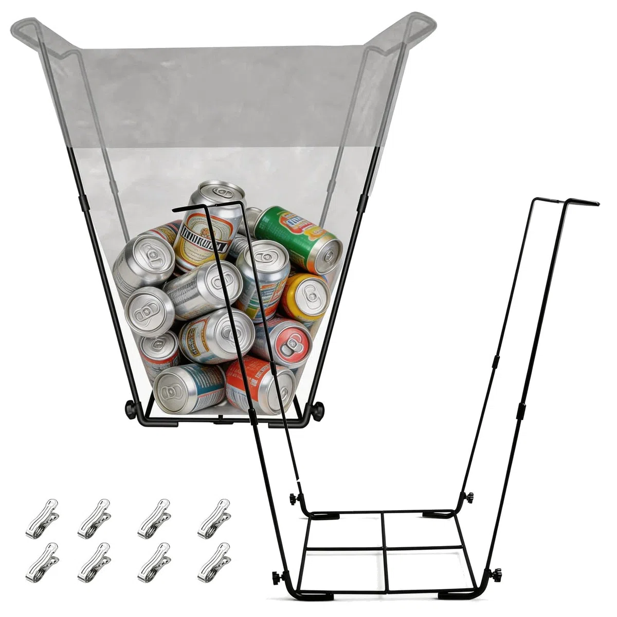 Porta Sacco della Spazzatura Giardino, 2 Pezzi Supporto per Sacchi della Spazzatura in Ferro Resistente Supporto per Telaio Multifunzionale per Sacco della Spazzatura per Campeggi