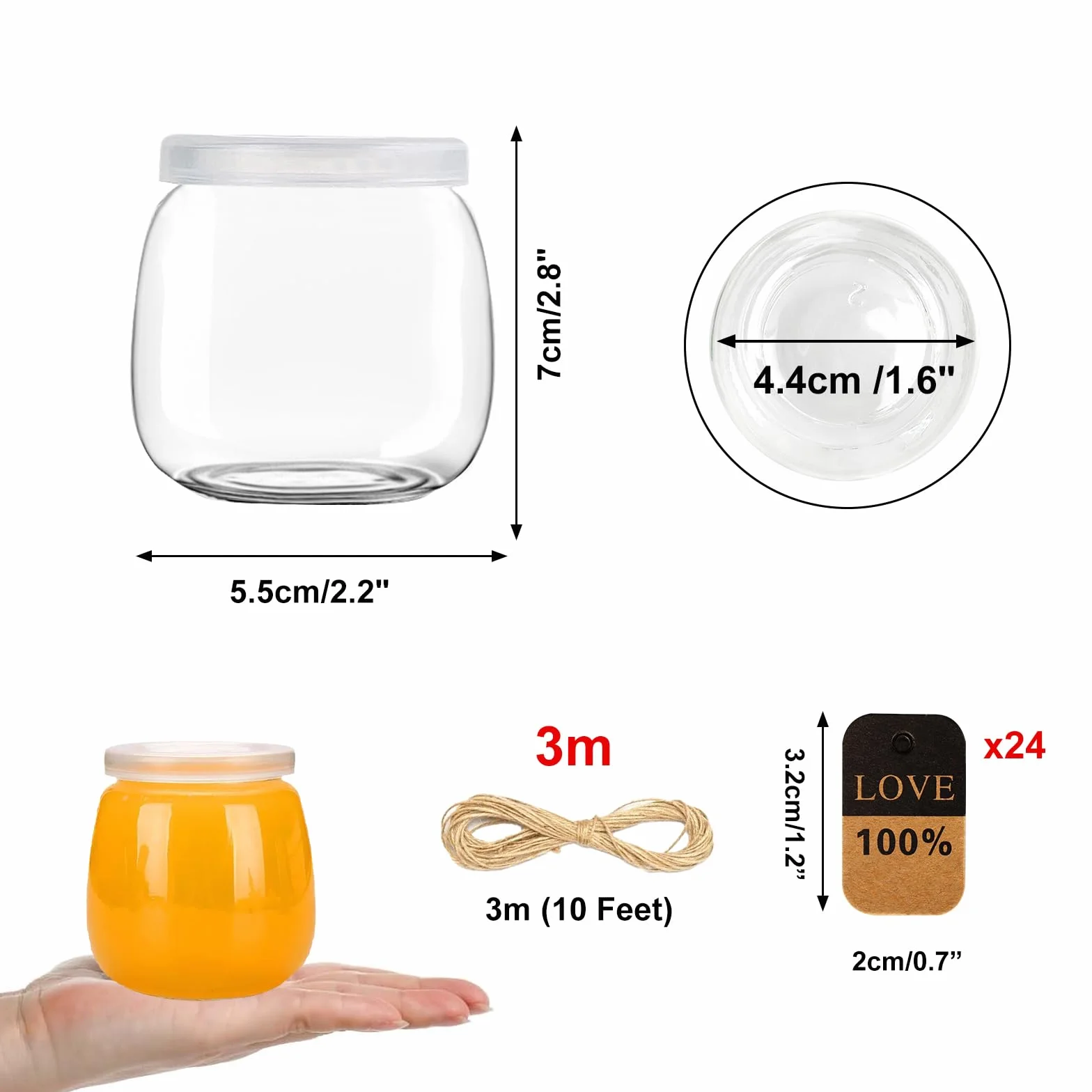 20 Vasetti per yogurt con coperchio,200 ml,Vasetti da Yogurt in Vetro,bicchieri da dessert,barattoli per yogurt, ideali per panna cotta, tiramisù, budino, yogurt, piccoli bicchieri per dessert