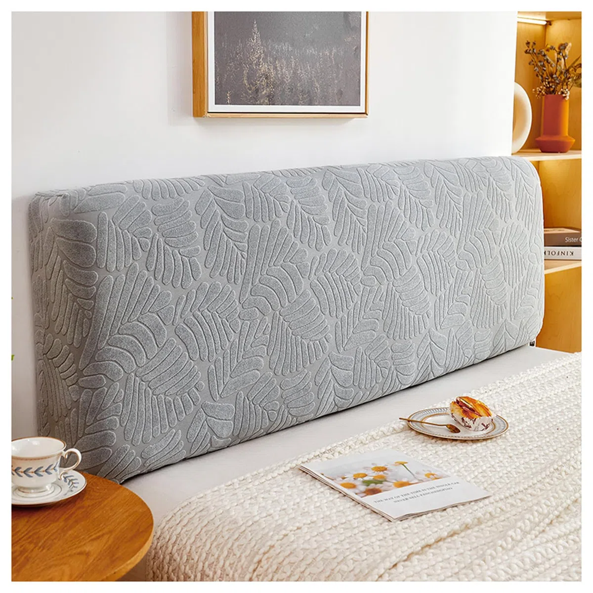 Fodera testiera letto matrimoniale Jacquard 3D, Copri testata elastica all-inclusive antipolvere
