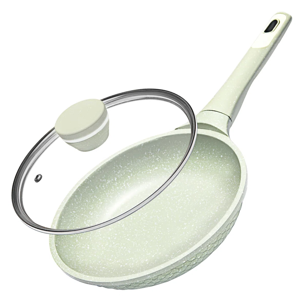 DYGG Padella Antiaderente 20 cm con Coperchio - 100% Senza PFOA/PFAS, Superficie Super Antiaderente, Compatibile Tutti i Fornelli (Induzione/Gas/Vetro), Padella Omelette Sana, Facile da Pulire