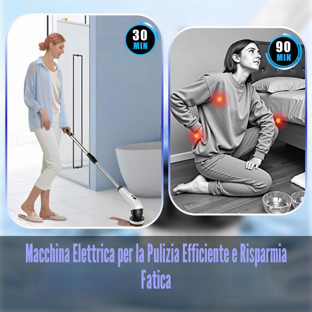 Journeyside Spazzola Elettrica per Pulizia, Spazzola Elettrica Rotante con 9 Testine Sostituibili 3 Velocità di Rotazione,Spazzola Pulizia Doccia,per Bagno,Piastrelle,Cucina e Auto, IPX7