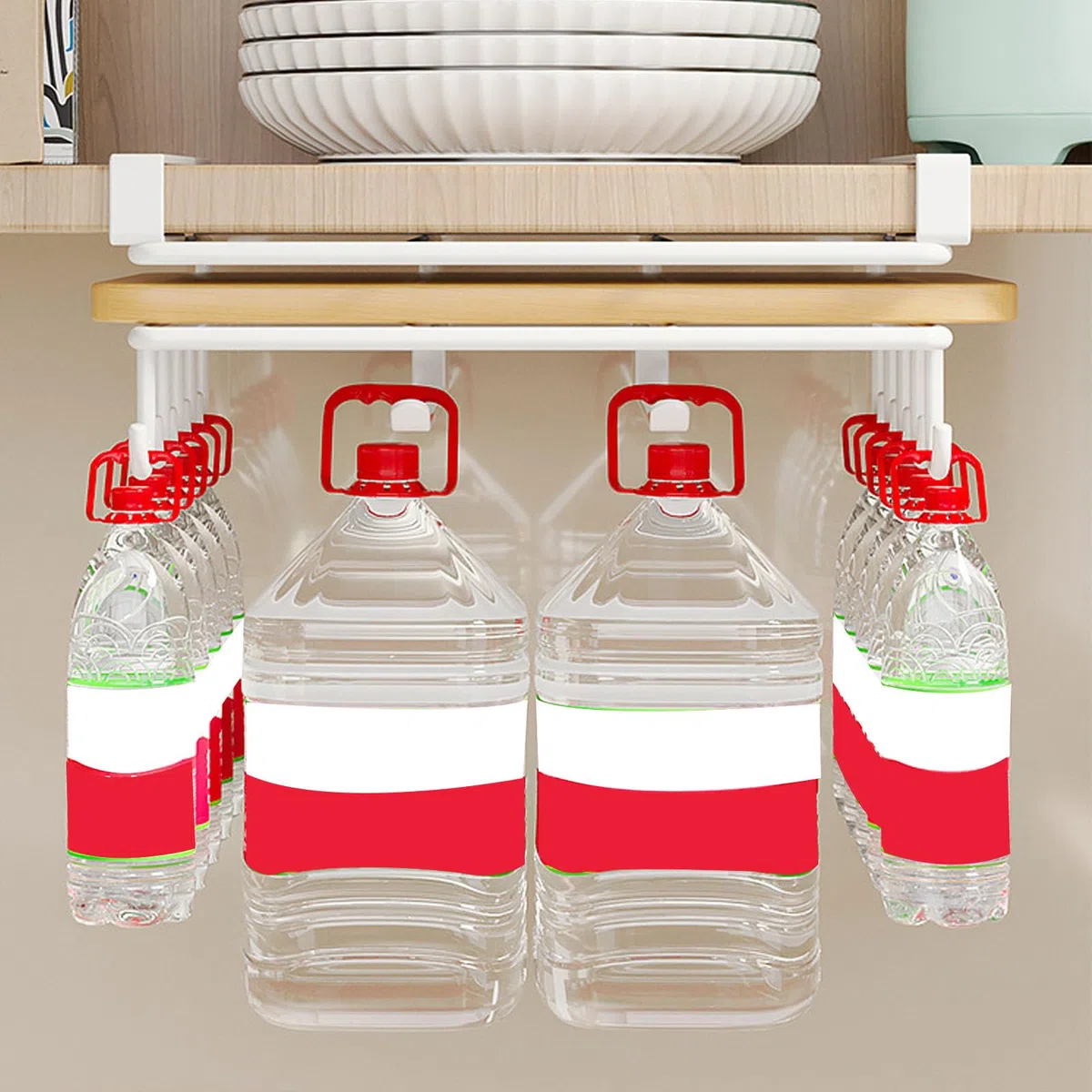 Dxcaicc Organizer per Ripiano per Armadio, Ripiano per Tagliere con Ganci Ganci da Cucina per Coperchio per Tazza di Asciugamano
