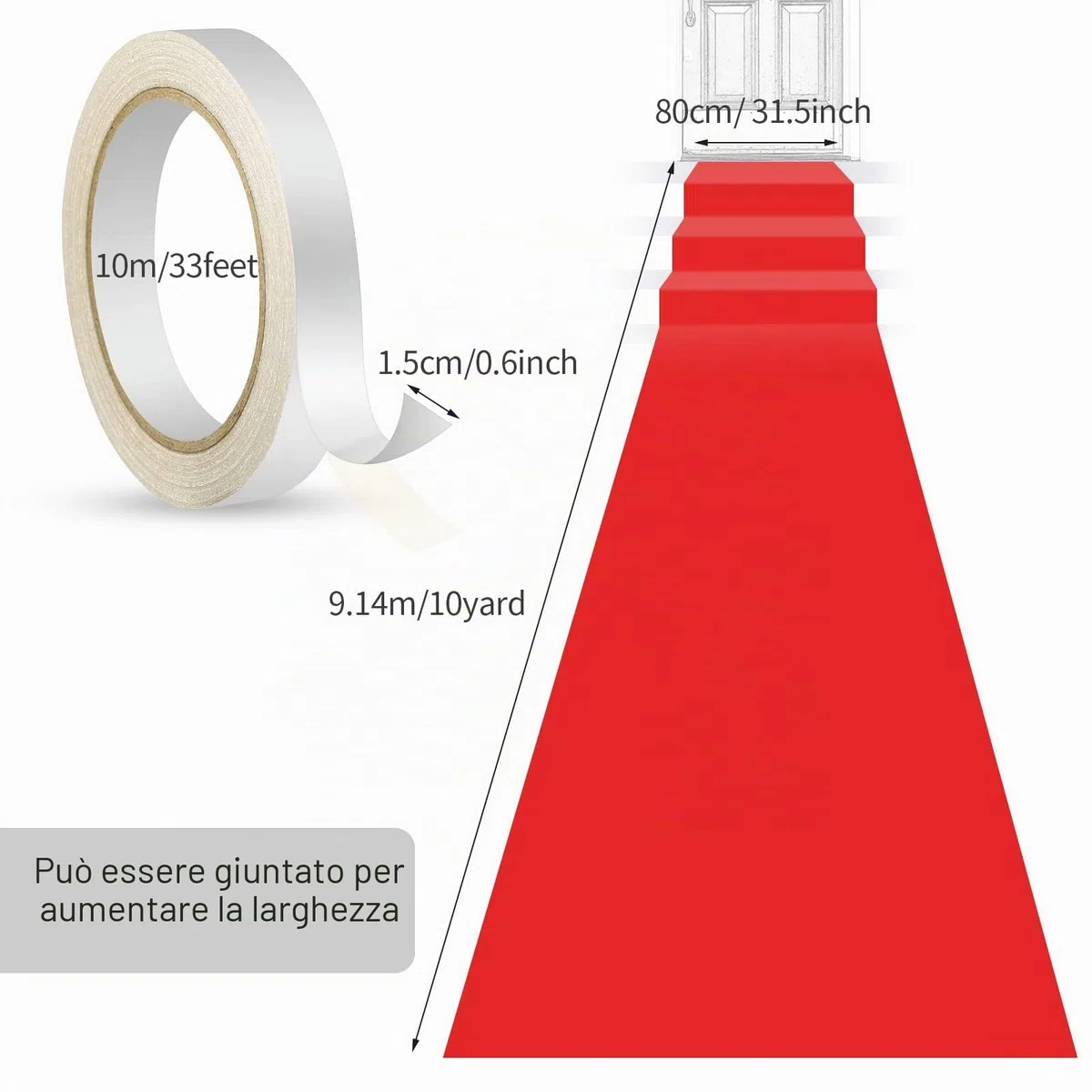 Shappy Tappeto di passaggio, tappetino da pista di spessore 55 gsm, con 1 striscia per matrimonio, Natale, ringraziamento, accessori per esterni, tappeto per corridoio(, 2,6